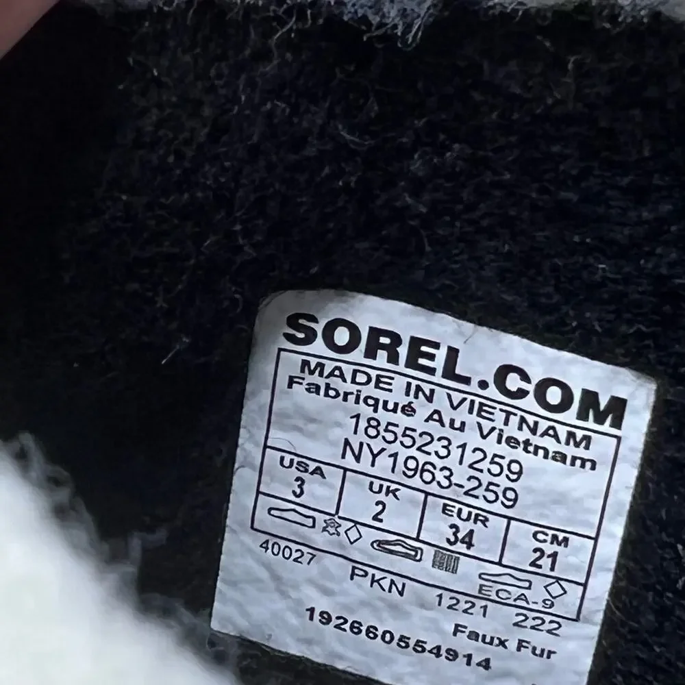 Sorel Yoot Pac TP Waterproof Boot Nylon Sherpa Black NY1963-013 Youth 5 Tried On